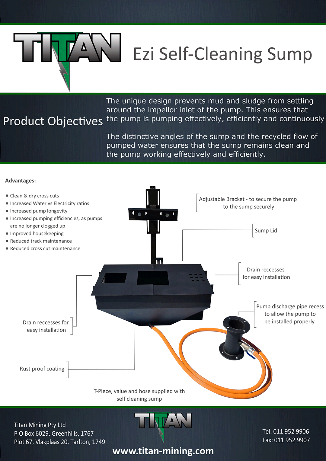 Ezi Self-Cleaning Sump